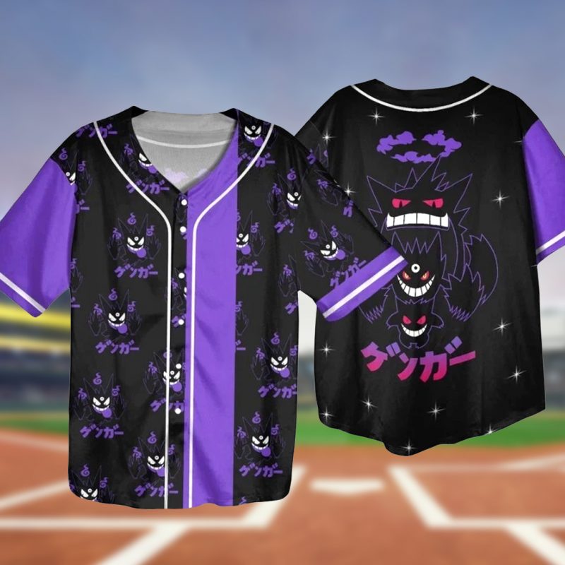 MLB x Pokemon Gengar Evolution Custom Baseball Jersey Shirt - NL128625