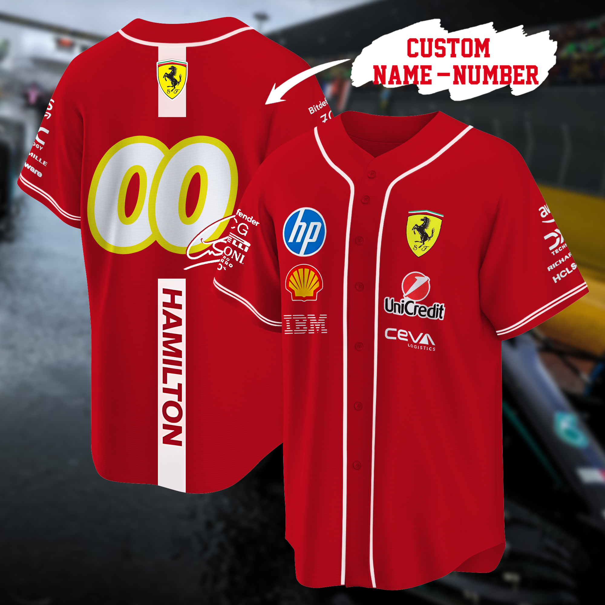 Lewis Hamilton 44 Ferrari Formula 1 F1 Team Baseball Jersey - NL1015725